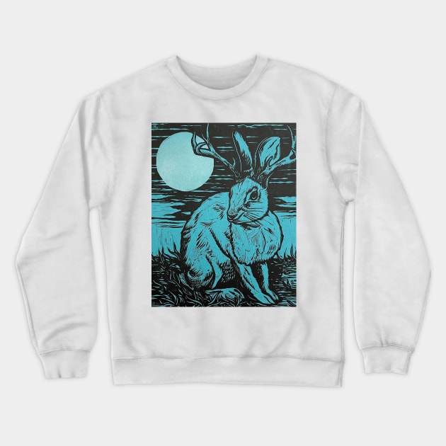 jackalope cryptid strange creature fake taxidermy Crewneck Sweatshirt by charlesstat3